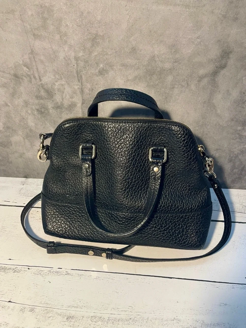 kate spade Black Pebbled Leather Satchel with Crossbody Strap - Picture 2 of 15